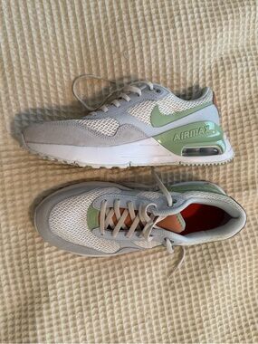 Nike AirMax Sneakers — White, Sage & Orange Accents